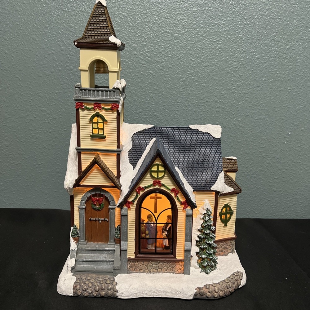 Christmas Snowy Village Light Up Church - Bell Tower‎ Unbranded Battery Power